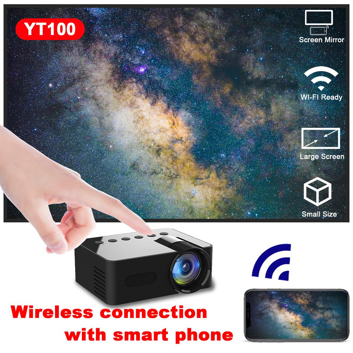 Handheld micro portable mini phone projector HD  wireless  phone projection Film screening