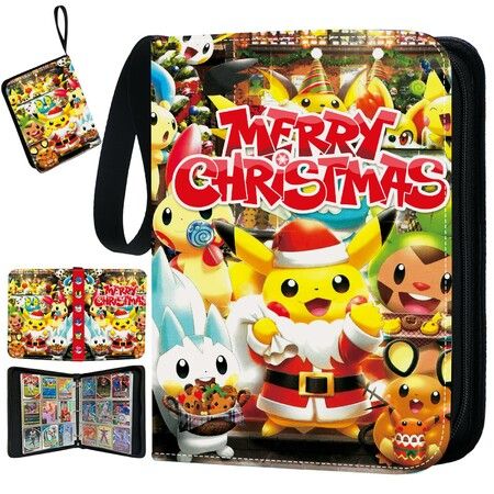 900 CARDS PU Binder Holder Carrying Case Binder POKEMON PIKACHU Trading Cards Collectors Album MERRY CHRISTMAS GIFTS