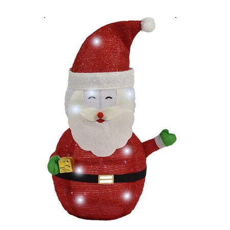 30x70cm Lighted Christmas Santa Claus Decorations, Pre-lit 40LED Collapsible Santa Clause Battery Operated Christmas Decorations Indoor Outdoor