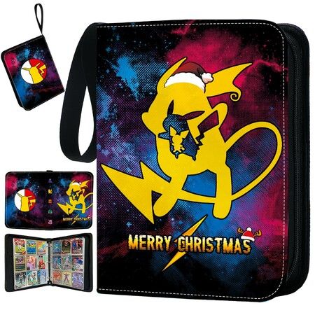 900 CARDS PU Binder Holder Carrying Case Binder POKEMON PIKACHU Trading Cards Collectors Album MERRY CHRISTMAS GIFTS