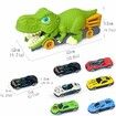 Dinosaur Eating Cars Truck for Boys Dinosaur Transport Carrier with 6 Alloy Car Toys, 2 in 1 Dino Devourer with Car Storage Eat and Poop Toys