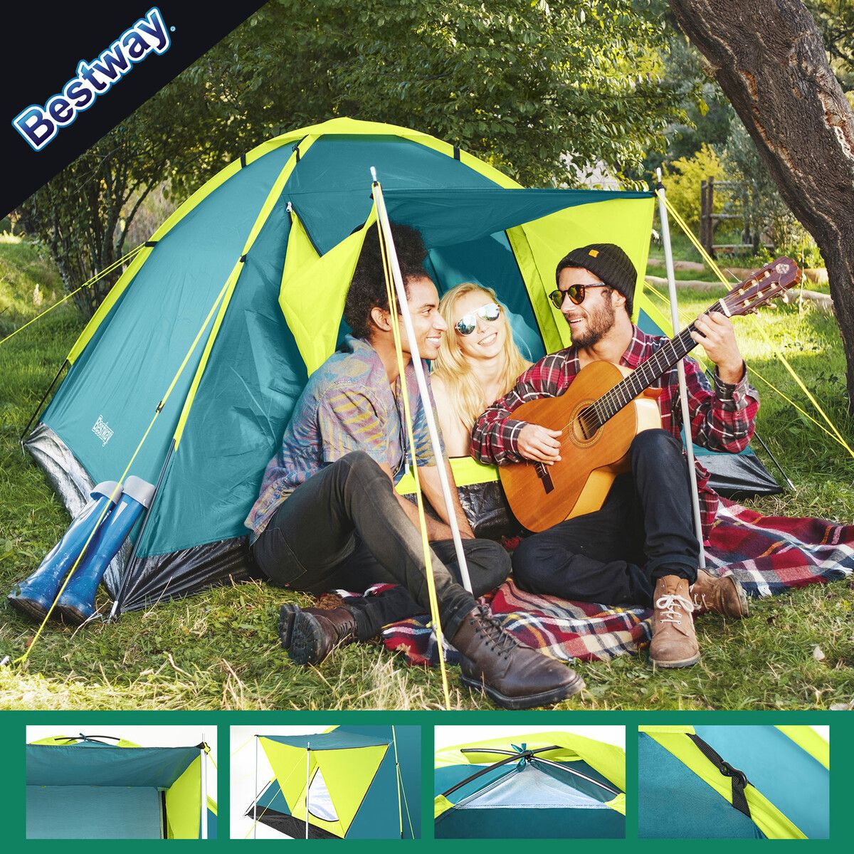 Bestway Coolground 3 Tent 2.10m X 2.10m X 1.20m Foldable Portable Camping Gear Hiking Outdoor