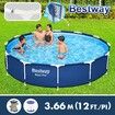 Bestway Above Ground Swimming Pool Set Over Frame Round Outdoor Indoor with Filter Pump 366x366x76cm