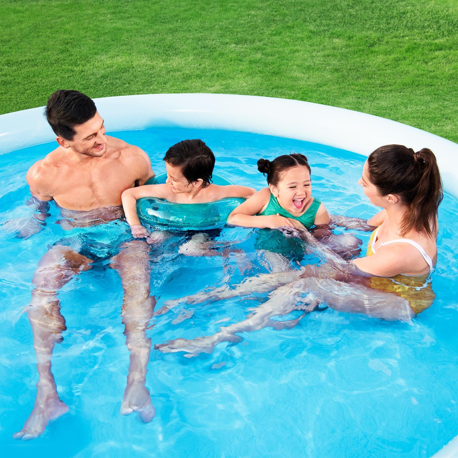 حوض سباحة دائري سريع التركيب من Bestway، 3.66 متر × 76 سم، قابل للنفخ فوق الأرض، 12 قدم × 30 بوصة، أزرق، مناسب للاستخدام في الهواء الطلق، للأطفال والكبار، في الفناء الخلفي للعائلة، محطة ألعاب مائية، حفلات