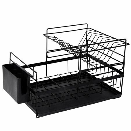 Jiarong Dish Rack Double Layer Tableware Storage Shelf for KitchenWhite