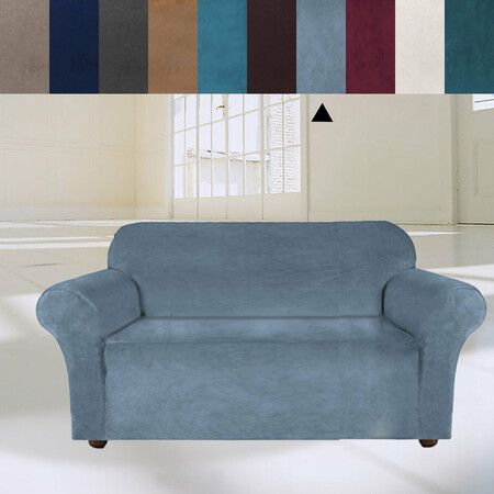 3 Seaters Elastic Velvet Sofa Cover Universal Pure Color Chair Seat Protector Couch Case Stretch Slipcover Dark Blue