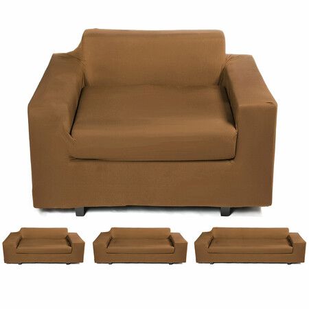 2 Seaters Elastic Sofa Cover Universal Chair Seat Protector Couch Case Stretch Slipcover Home Office Furniture Decorations Light Brown