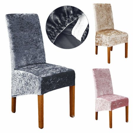 Elastic Velvet Chair Cover Chair Seat Protector Stretch Slipcover for Dining Room Wedding Banquet Party Hotel Kitchen Champagne