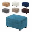 Plush Ottoman Footstool Cover Polyester Stretch Sofa Footrest Covers Home Living Room Furniture SuppliesWhite