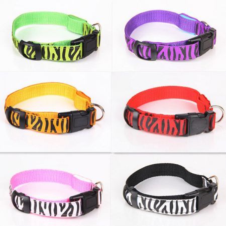 Leopard Print Adjustable Led Night Flashing Pet Dog Collar