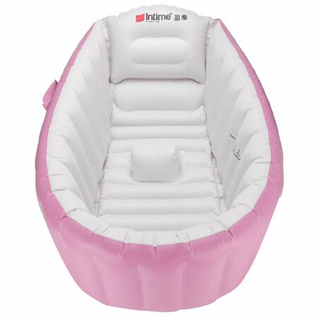 Portable Baby Inflatable Bathtub Thickening Folding Washbowl Tub-Pink/BluePink