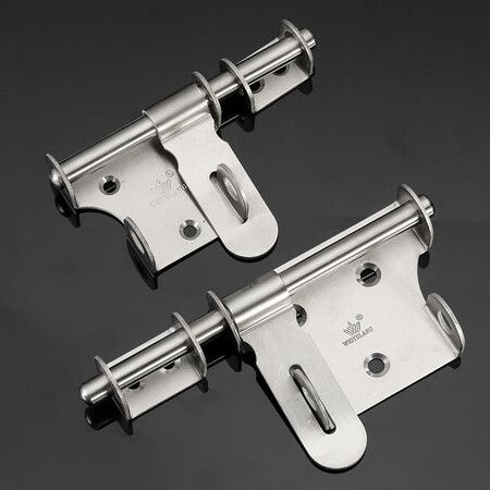 Stainless Steel Left and Right Latches Sliding Lock Security Door Latch with Screws.A