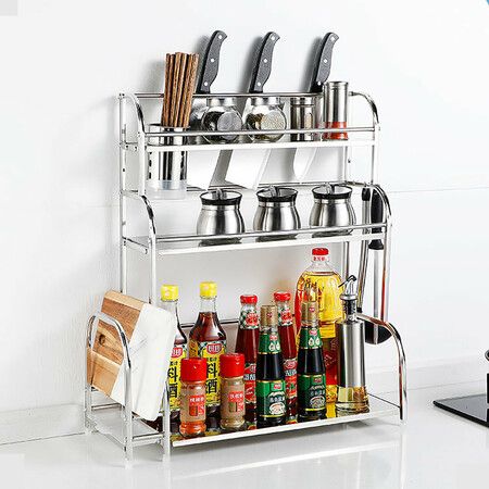 MENGYU MY-CF001 Kitchen Spice Rack Countertop Organizer Storage Shelf Standing Rack 3 Tier50cmtype2