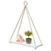 35cm Single Layer Wooden Rope Hanging Wall Shelf Vintage Floating Storage Rack Wall Mount Bookshelf Home Decorations Stand White