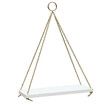 35cm Single Layer Wooden Rope Hanging Wall Shelf Vintage Floating Storage Rack Wall Mount Bookshelf Home Decorations Stand White