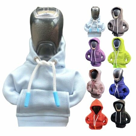 Car Shift Knob Hoodie,Funny Gear Shift Knob Shirt Sweater,Winter Warm Shift Knob Cover Sweater Shirt,Automotive Interior Novelty Accessories Decorations,Universal Fit Knob Cover Gift (White)