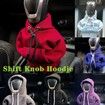 Car Shift Knob Hoodie,Funny Gear Shift Knob Shirt Sweater,Winter Warm Shift Knob Cover Sweater Shirt,Automotive Interior Novelty Accessories Decorations,Universal Fit Knob Cover Gift (White)