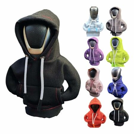 Car Shift Knob Hoodie,Funny Gear Shift Knob Shirt Sweater,Winter Warm Shift Knob Cover Sweater Shirt,Automotive Interior Novelty Accessories Decorations,Universal Fit Knob Cover Gift (Black)