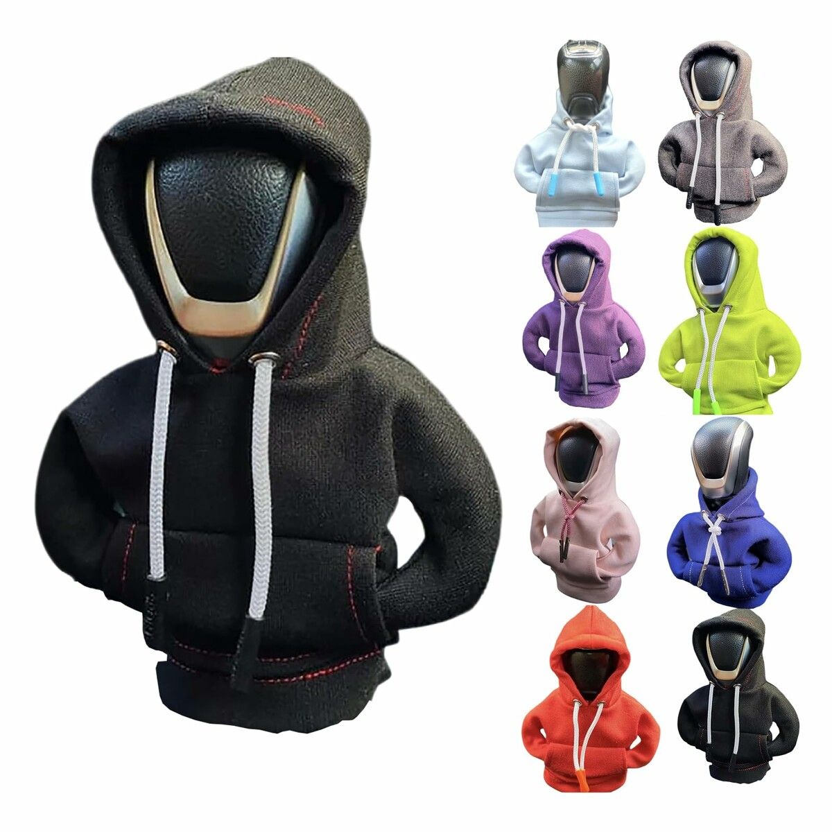 Car Shift Knob Hoodie,Funny Gear Shift Knob Shirt Sweater,Winter Warm Shift Knob Cover Sweater Shirt,Automotive Interior Novelty Accessories Decorations,Universal Fit Knob Cover Gift (Black)