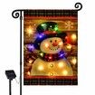 Lighted Christmas Garden Flag, LED Merry Christmas Snowman Flag, Vertical Double Sided Christmas Flag for Outdoor Yard Garden Lawn Holiday Decoration(12x18 Inch)