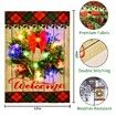 Christmas Welcome Wreath Garden Flag with Lights Solar LED Welcome Sign Garden Flags Banner 12x18 Double Sided for Outdoors Patio Lawn Yard Decoration