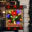 Christmas Welcome Wreath Garden Flag with Lights Solar LED Welcome Sign Garden Flags Banner 12x18 Double Sided for Outdoors Patio Lawn Yard Decoration