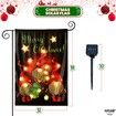 Merry Christmas Lighted Garden Flag 12x18 Inch Double Sided  LED Solar Flag, Christmas Outdoor Decorations Christmas Holiday Flag Welcome Christmas Garden Flag