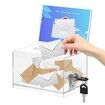 Clear Donation Box with Lock,Ballot Box with Sign Holder,Suggestion Box Storage Container for Voting,Raffle Box,Tip Jar 6.2&quot; x 4.6&quot; x 4.0&quot;