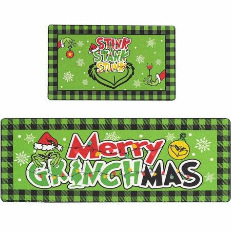 Merry Grinchmas Kitchen Rugs Mats Xmas Grinch Kitchen Decoration,Non Slip  Absorbent Kitchen Mat Waterproof Runner Rug for Room 