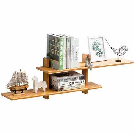 MUMAREN ZJBGZWJ Wall-mounted Storage Shelf Rustic Floating Mantle Bookshelf Home DecorWood