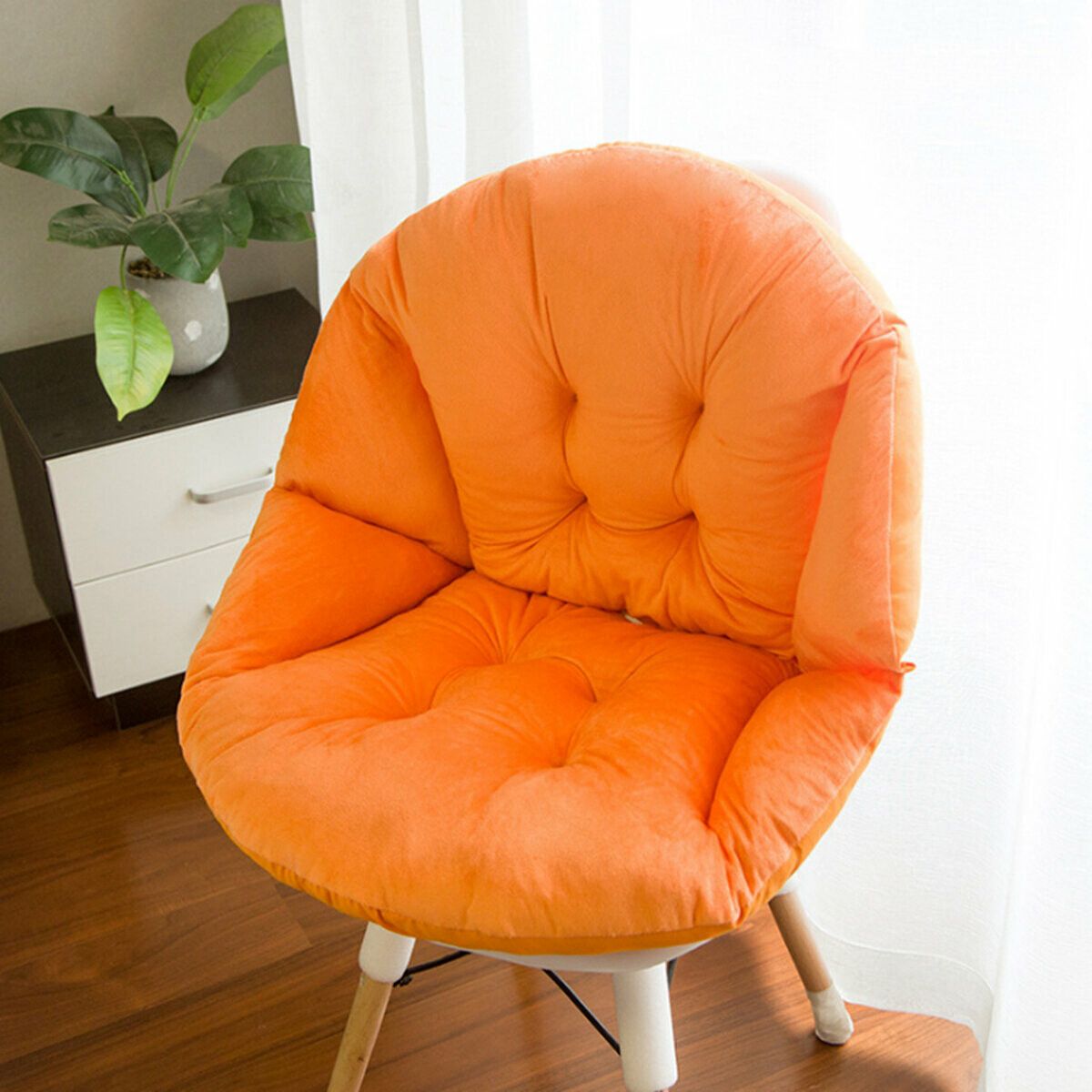 Simple Soft Seat Chair Cushion Plush Shell Shape Back Chair Cushion Pads Waist Lumbar Pillow Lounge Chair Bench Cushions L Yellow