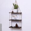 1/2/3 Tiers Wall Mounted Storage Holder Wooden Hanging Rope Shelf Floating Rack1  Layer