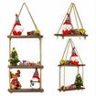 1/2/3 Tiers Wall Mounted Storage Holder Wooden Hanging Rope Shelf Floating Rack1  Layer