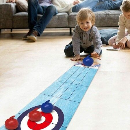 Curling Tabletop Game,Mini Curling Game Set for Kids | Desktop Shuffleboard Bowling and Curling Game Kit Portable Family Board Game for Kids and Adults