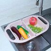 BOQUN Foldable Drain Rack Vegetable Fruit Washing Basket Strainer Colander Kitchen SinkPink