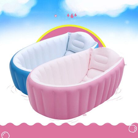 Portable Inflatable Bathtub For Babies Kid Baby Bath Thickening FoldingPink