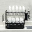 Dish Drainer Rack 2-Tiers Plate Bowl Cutlery Sink Tool Holder Dry Stand Kitchen3 LayersBlack