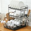 Dish Drainer Rack 2-Tiers Plate Bowl Cutlery Sink Tool Holder Dry Stand Kitchen3 LayersBlack