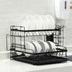 Dish Drainer Rack 2-Tiers Plate Bowl Cutlery Sink Tool Holder Dry Stand Kitchen3 LayersBlack