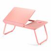 Liftable Folding Computer Desk Laptop Stand 4 Heights Adjustable with Cup Holder Lap Bed Table Tray Breakfast TablePink