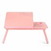 Liftable Folding Computer Desk Laptop Stand 4 Heights Adjustable with Cup Holder Lap Bed Table Tray Breakfast TablePink