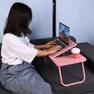 Liftable Folding Computer Desk Laptop Stand 4 Heights Adjustable with Cup Holder Lap Bed Table Tray Breakfast TablePink