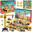 Christmas Advent Calendar for Kids Boys,Toys for Age3+ Year Old Boys Girls 24 Days Countdown Calendar with Alloy Construction Engineering Vehicle Toy Sets Xmas Gifts Stocking Stuffer for Boys Ages 3+