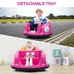 Kids Bumper Car Remote Control Ride On Toy Electric RC Race Vehicle LED Lights 360 Degree Spin 6V Battery Toddlers Gifts Dining Tray Pink