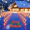 24 Pack Upgraded Waterproof Solar Christmas Candy Cane Lights,Christmas Pathway Stake Lights Outdoor with 8 Modes,Solar Pathway Makers Lights for Outdoor Yard Walkway Garden Christmas Decorations