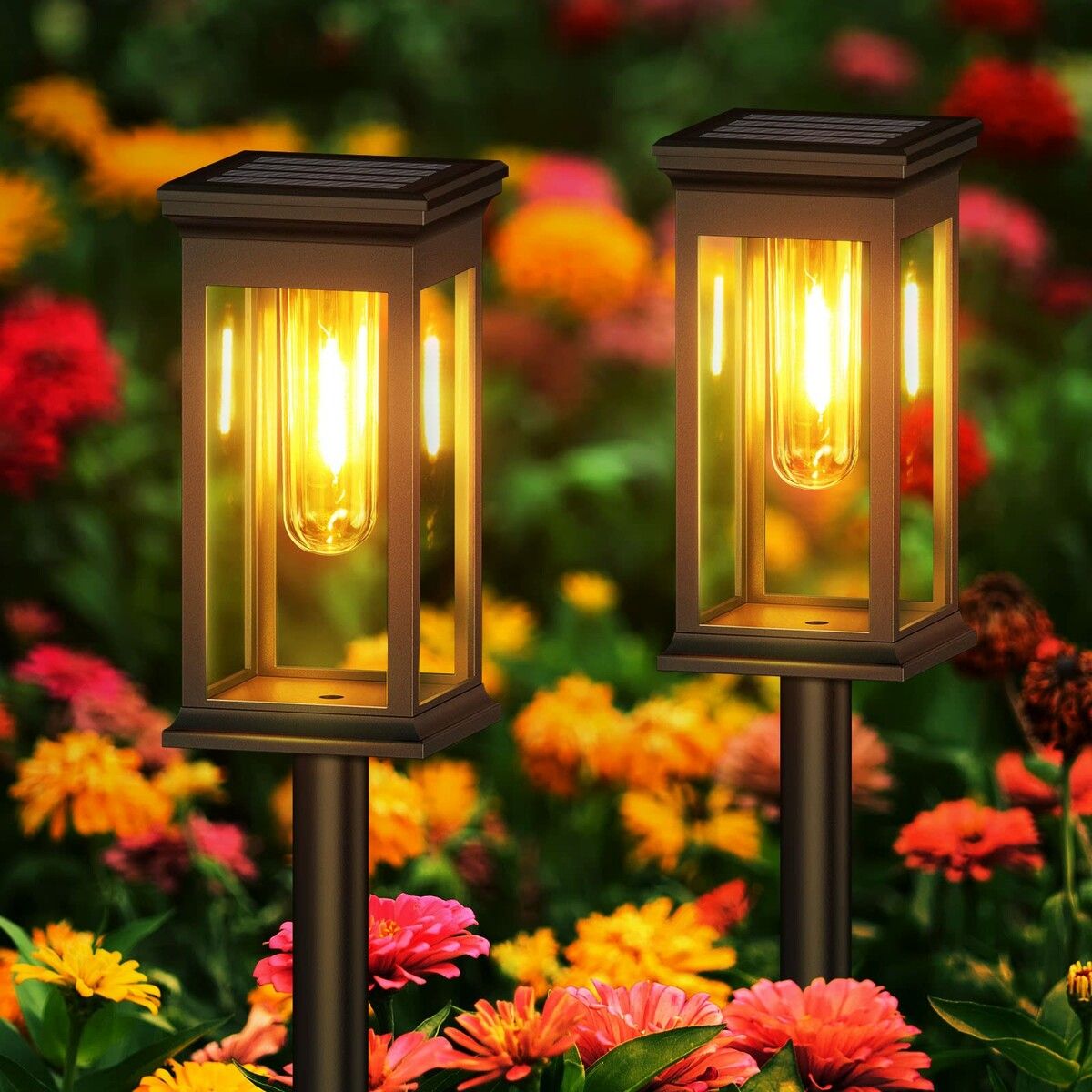 Solar Pathway Lights Outdoor,Upgraded Solar Outdoor Lights,Bright Solar Garden Lights Outdoor Waterproof,Auto On/Off Outdoor Solar Lights for Yard Landscape Path Lawn Patio Walkway (2 Pack)