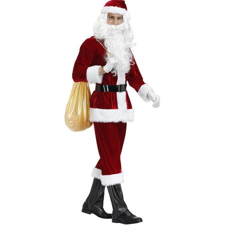 L-Men's Santa Clause Costume 9 Pcs Christmas Santa Suit Santa Costume for Men