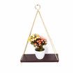 35cm Single Layer Solid Wood Rope Hanging Wall Shelf Vintage Floating Storage Rack Wall Mount Bookshelf Home Decorations Brown