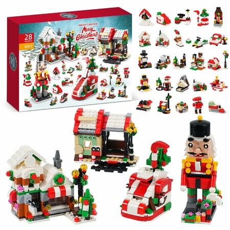 24 Days of Christmas Advent Calendar 2023,24 In 4 Christmas Building Block Stem Toys,1075 Pcs Christmas Countdown Calendar Building Sets Toys,Christmas Vacation Stocking Stuffers Gifts for Kids Age3+