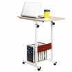 Moveable Computer Laptop Desk Height Adjustable Writing Study Table Book Storage Shelf Workstation with Wheels Warm White